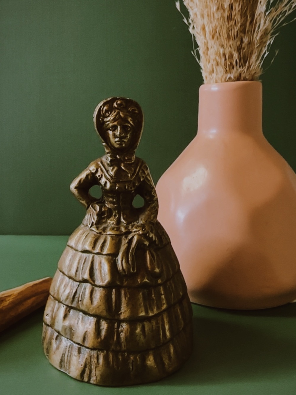 Vintage Solid Brass Colonial Lady Bell